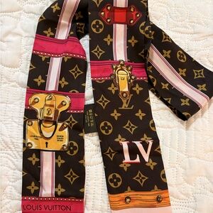 Boutique Brown and Pink Monogram Scarf